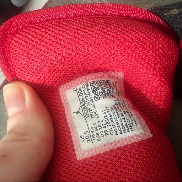 Nike Air Jordan Black and Gray Men's Sneaker with Red Accents - Picture 4 of 8